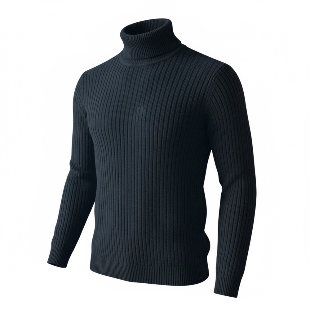 Piombo‎ Men's Black Ribbed Turtleneck Sweater NWT
